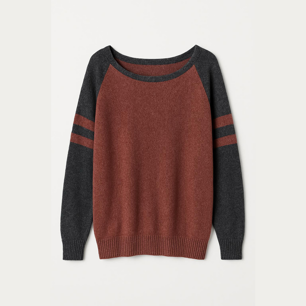 Elegant Women's Pink and Gray Sweater